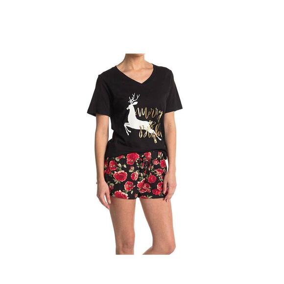NWOT Cozy Rozy Merry & Bright V Neck Tshirt XL - Picture 1 of 4